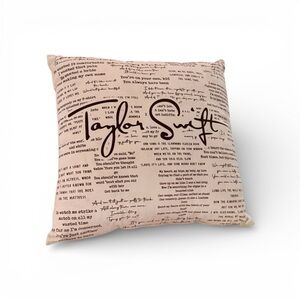 Taylor Swift Lyric Signature Throw Pillow Eras Tour Boho Folklore Swiftie 16"